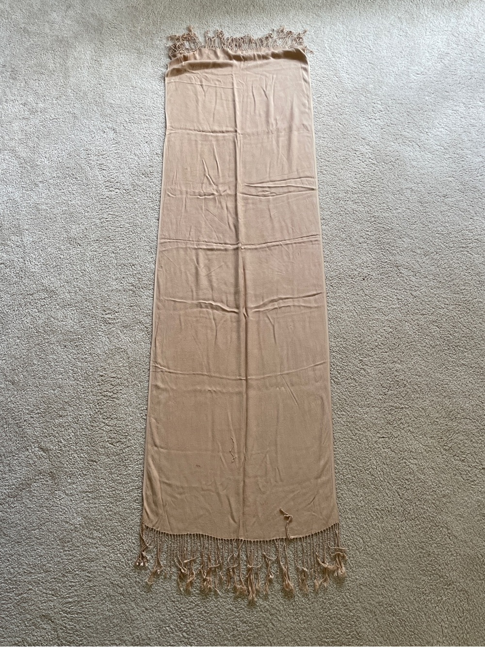 Light Beige Fringe Scarf Wrap 27” x 70”